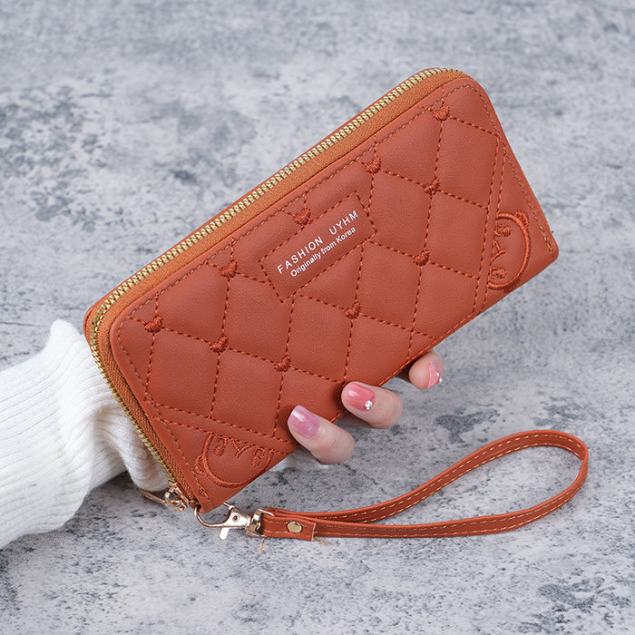 Wholesale Embroidery Long Wallet for Women PU Leather Zip Around Multifunctional Wallet Fashion Accessory Gift