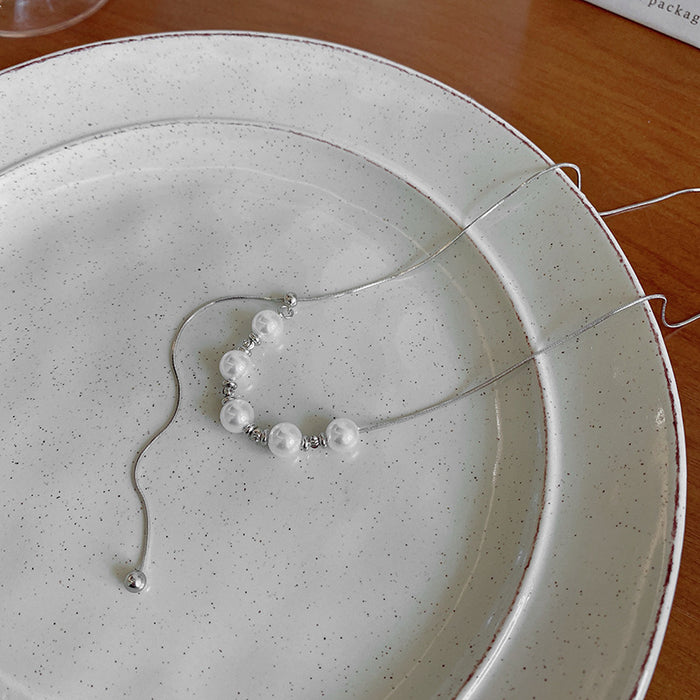 Wholesale Drawable pearl necklace women's Silver clavicle chain