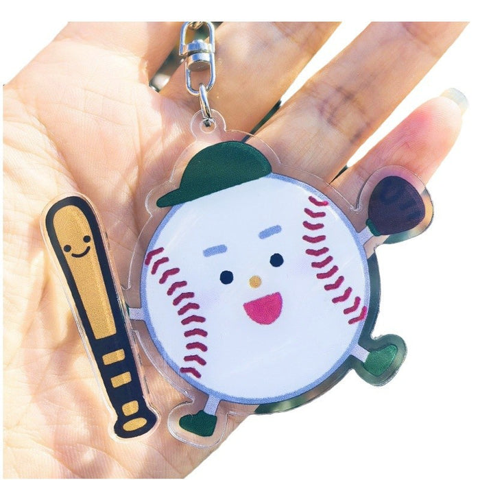 Wholesale Sports rotating ball keychain badminton table tennis tennis football sports peripherals