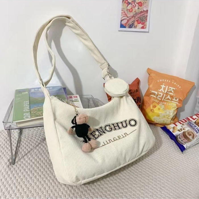 Wholesale Corduroy retro casual all-match messenger bag student class commuter backpack