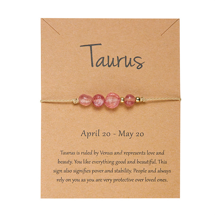 Wholesale 12 constellations natural stone hand-woven cardboard bracelet original stone beads