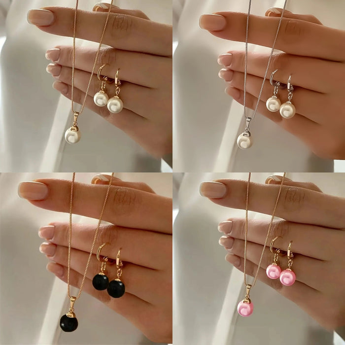 Wholesale Earrings and Necklace Imitation Pearl Jewelry Set