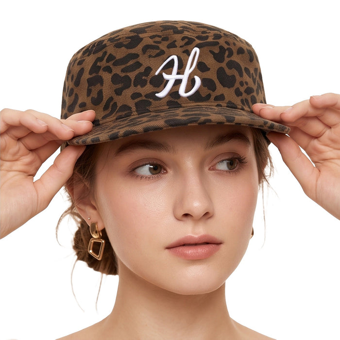 Wholesale Retro Houndstooth Leopard Print Embroidered Baseball Cap