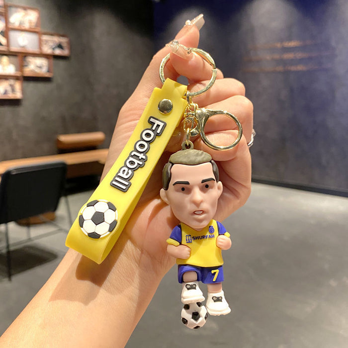 Wholesale Metal Soccer Star Cartoon Keychain Decorative Car Key Accessory MOQ≥2