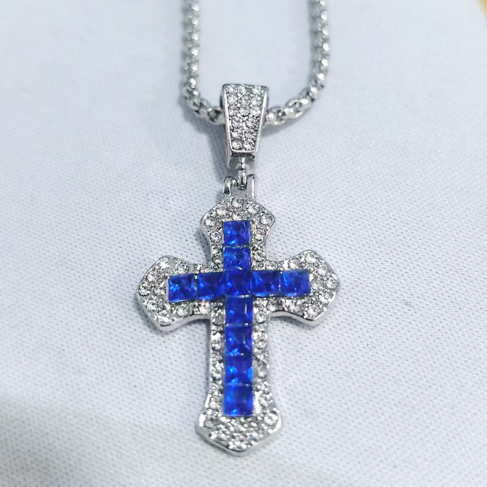 Wholesale Long necklace with Diamond-Accented Cross Pendant