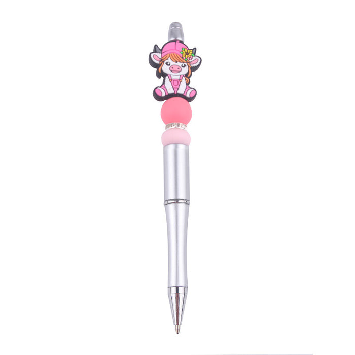 Wholesale Cartoon Cow Silicone Plastic Bead Pen JDC-PN-GuangTian006