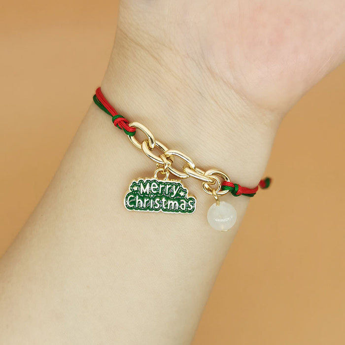 Wholesale Luminous Christmas Woven Bracelet Alloy  Tree Bell Snowflake Lucky Bag Luminous Hand Ornaments