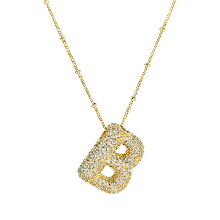 Wholesale 18k Brass Zircon Balloon 26 English Letters Necklace JDC-NE-BaiYi003