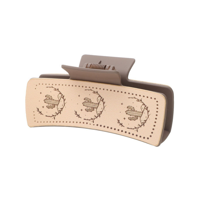 Wholesale western Denim wind cow head printing leather shark clip hair clip ladies catch clip