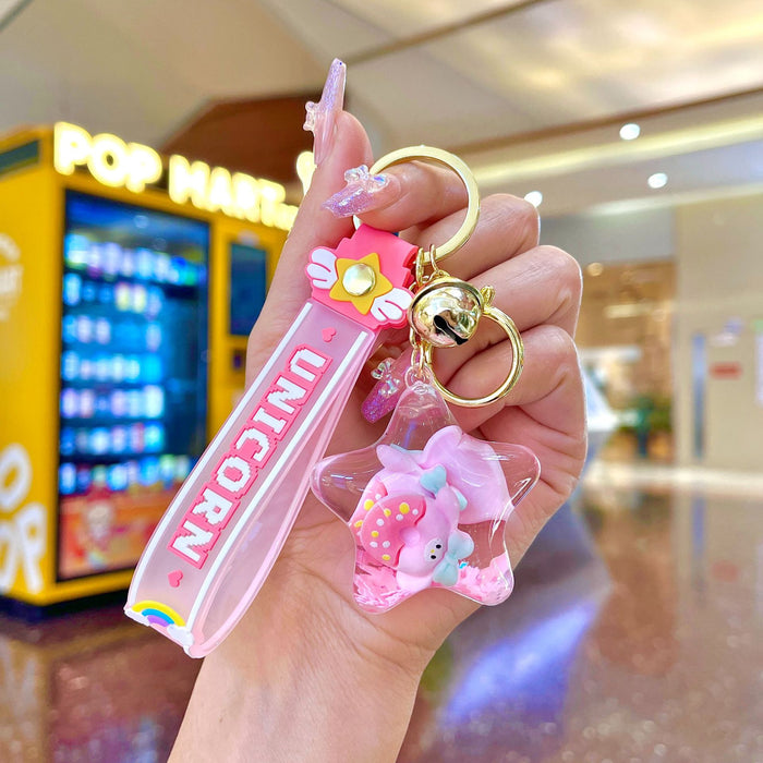 Wholesale Acrylic Pink Donut Quicksand Bottle Cartoon Keychain JDC-KC-JinM002