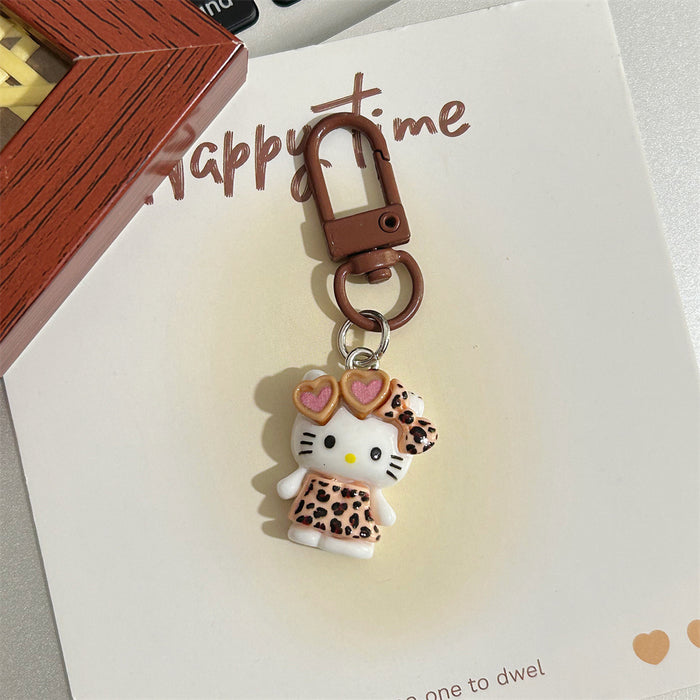Wholesale Cute leopard print cartoon keychains in brown