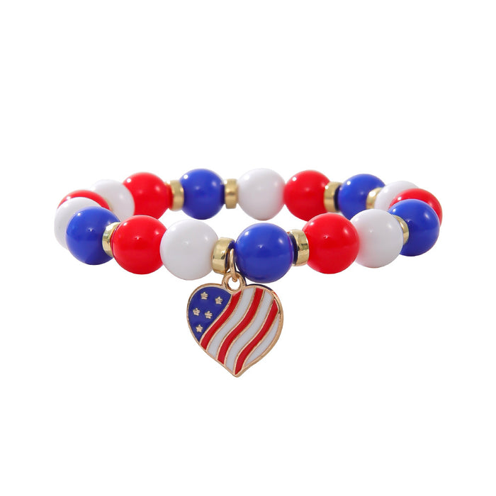 Wholesale Flag Five-pointed Star Heart American Independence Day Acrylic Bracelet JDC-BT-ShiY002