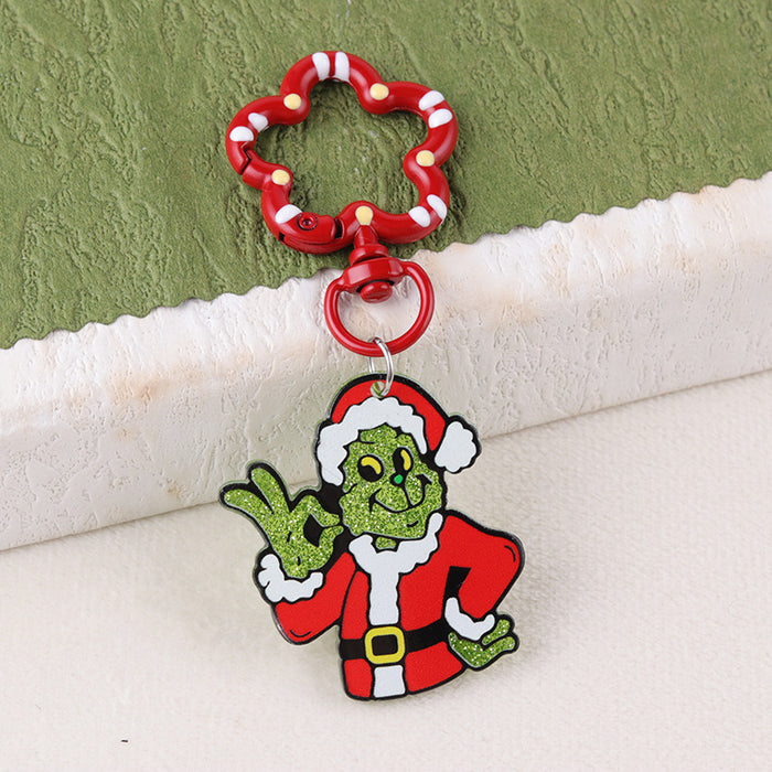 Wholesale Cartoon Christmas series funny acrylic keychain fashionable personality antler pendant jewelry