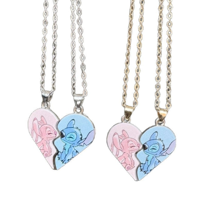 Wholesale Cute Cartoon Heart Magnetic Couple Necklace