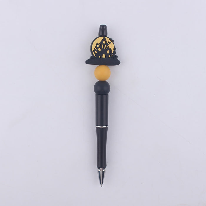 Wholesale Cartoon Pattern Halloween Pumpkin Spider Silicone Beads Plastic Bead Pen JDC-PN-GuangTian004