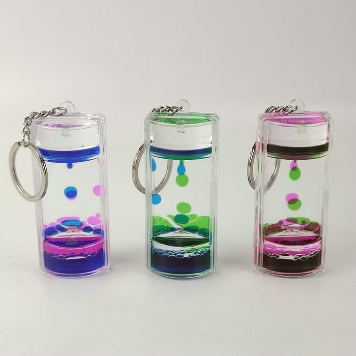 Wholesale Acrylic Creative Decompression Two-color Liquid Oil Leakage Keychain JDC-KC-JunQ001