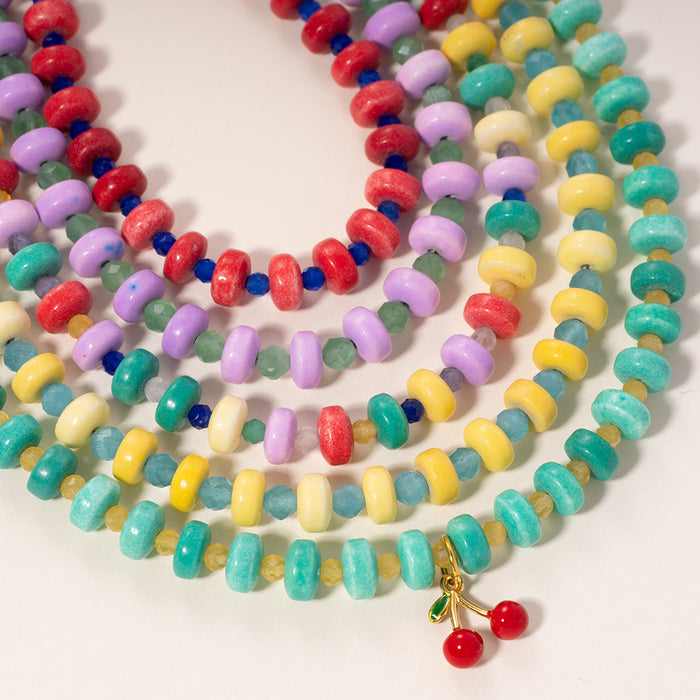 Wholesale Colorful natural stone necklace, niche design, women's handmade woven necklace