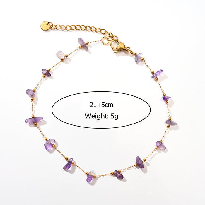Wholesale Fashion classic stainless steel crushed stone ankle chain, colorful stone foot accessories wholesale