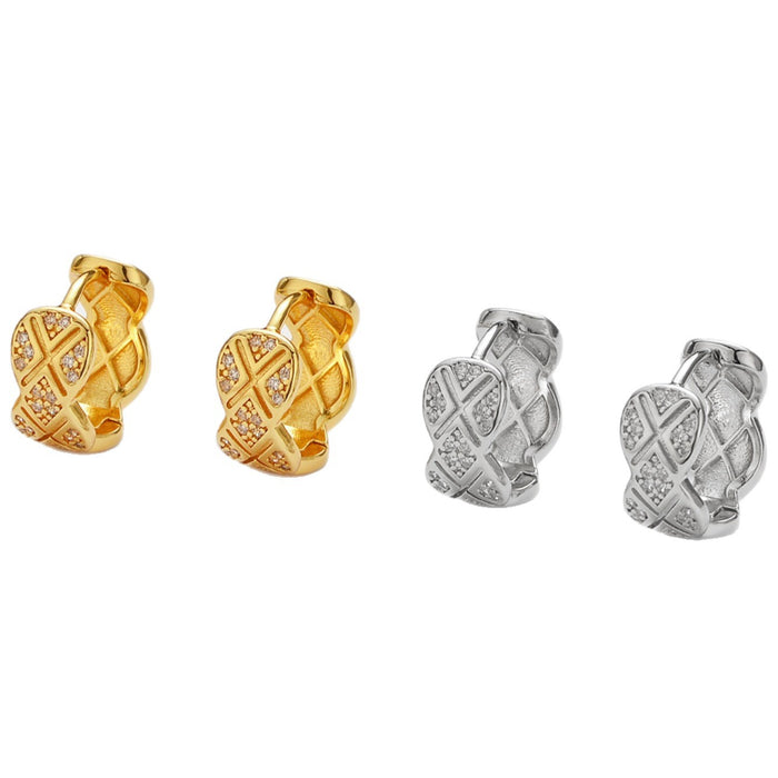 Wholesale Micro-painted zircon diamond pattern C-hoot earrings