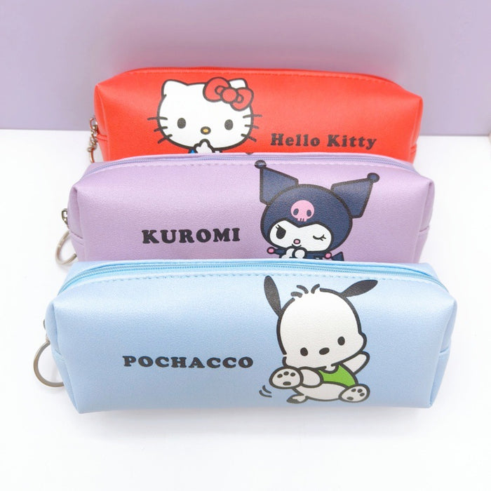 Wholesale Casual Cartoon Double Sided Print Zipper PU Pencil Case For Students Large Capacity Storage