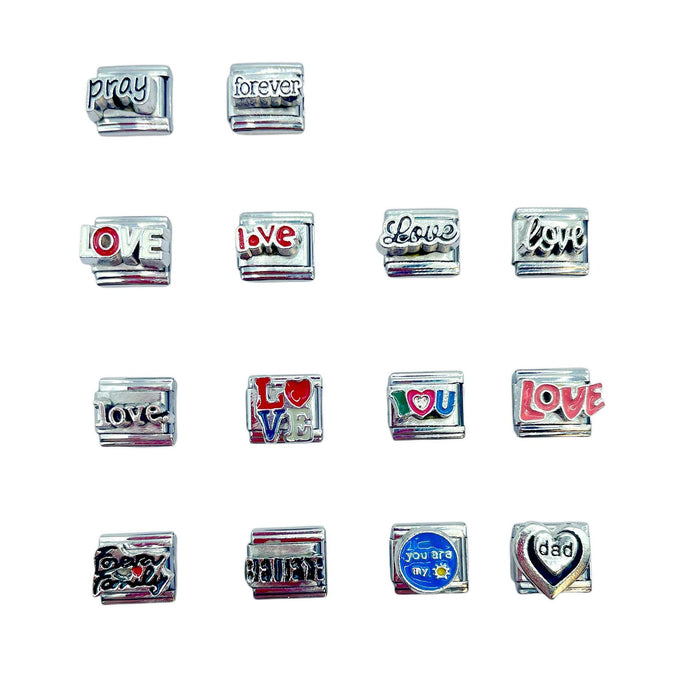 Wholesale 5pcs Italian Charm Bracelet Charm Module Love Letter Stainless Steel 9mm DIY Pattern Free Stitching Detachable Composable Bracelet JDC-BT-DaL006