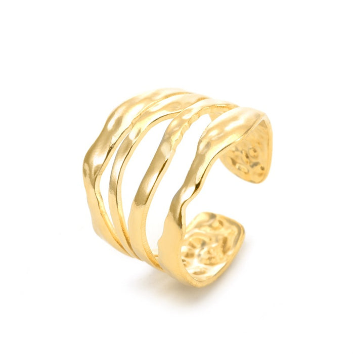 Wholesale multiple irregular lines stainless steel ring