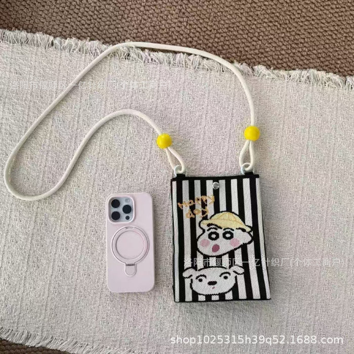 Wholesale Knitted Crossbody Bag with Rope and Beads Cute Phone Purse MOQ≥3