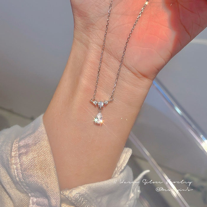 Wholesale  Zircon Water Drop Necklace Cold Style  Clavicle Chain for Women