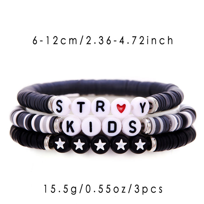 Wholesale Text Design Polymer Clay Bracelet Handmade Unisex Fashion Accessory Gift Minimum Quantity: 3