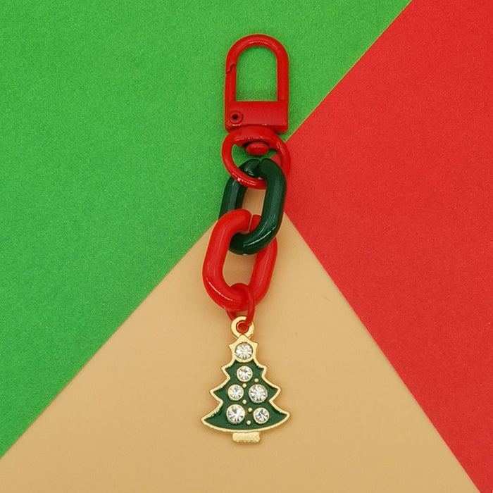 Wholesale Christmas Keychain Pendant Cute  Snowflake Elk Tree Snowman Mobile Phone Chain Bag Pendant