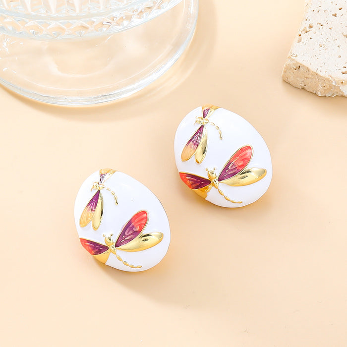 Wholesale Oval Alloy Dripping Butterfly Earrings JDC-ES-JL201