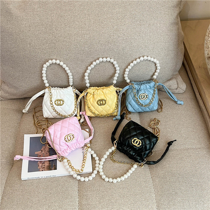 Wholesale Chic Small Pu Bucket Bag with Pearl Chain for Everyday Wear