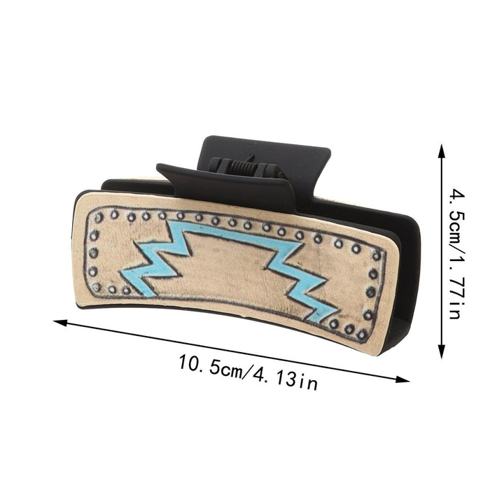 Wholesale Western Denim Style Leather Hairpin Cattle Head Shark Clip Women' s Grab Clip