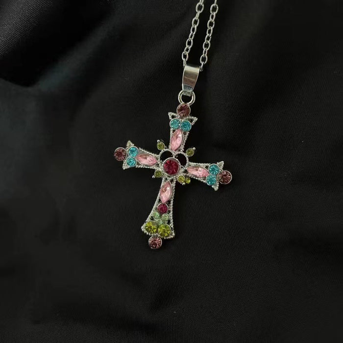 Wholesale Cross necklace with diamond inlay, collarbone chain design