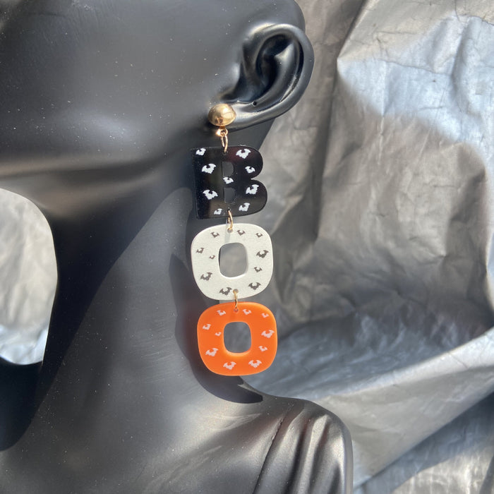 Wholesale  Series Earrings Cute Cartoon Letters Bat Ghost Pumpkin Earrings