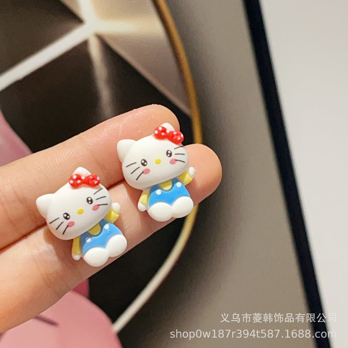 Wholesale Cute cat silver needle earrings,  simple and cute