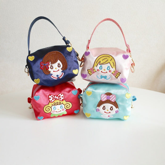 Wholesale Cartoon Embroidery Wallet Key Pouch with Curly Hair Girl Design