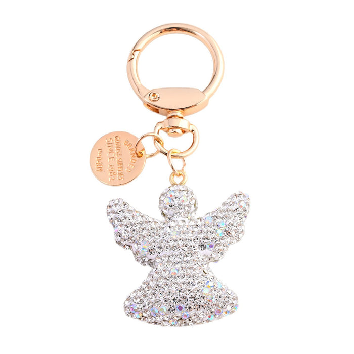 Wholesale Diamond-studded Angel Keychain,  Fully Rhinestone Car Key Pendant