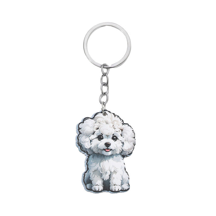 Wholesale Cute Cartoon Puppies Wooden Keychain JDC-KC-RongRui008