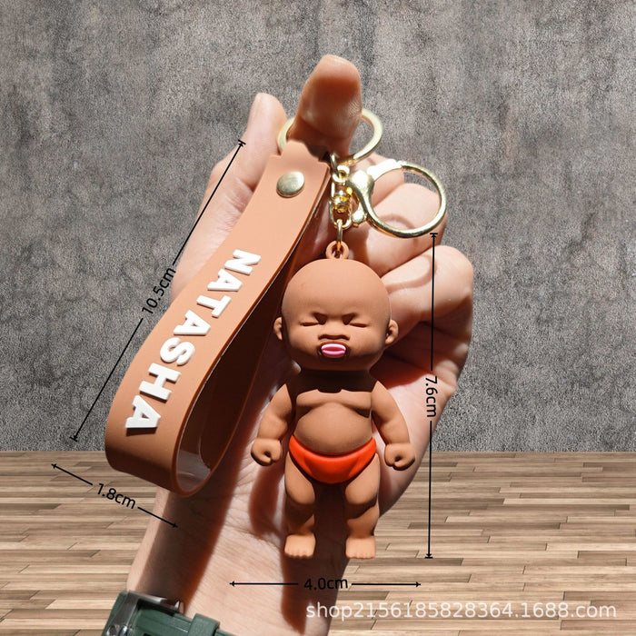 Wholesale 2pcs Cute 3D Doll Black Doll Toy Keychain