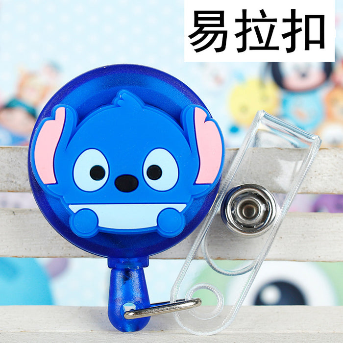 Wholesale Cartoon Badge Scroll Retractable Plastic Keychain JDC-KC-LuoKe001