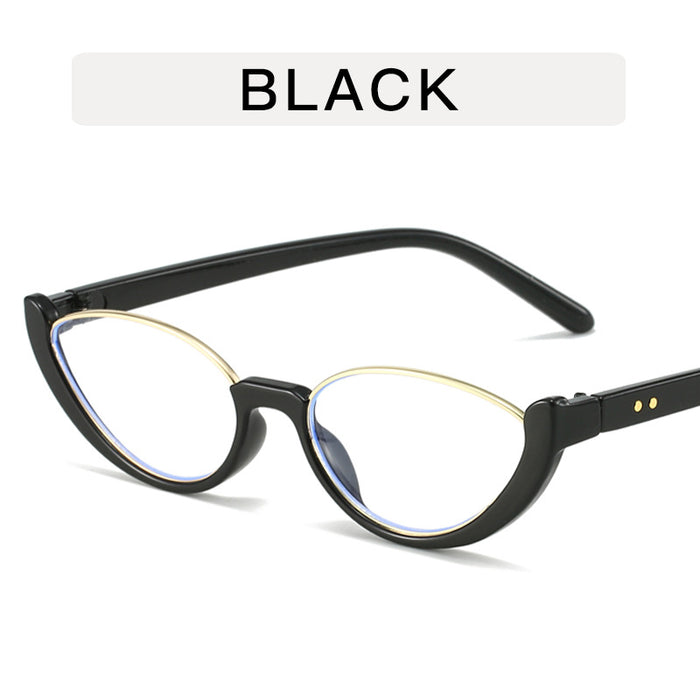 Wholesale Cat eye half frame sunglasses, niche retro glasses, fashionable and personalized sunglasses
