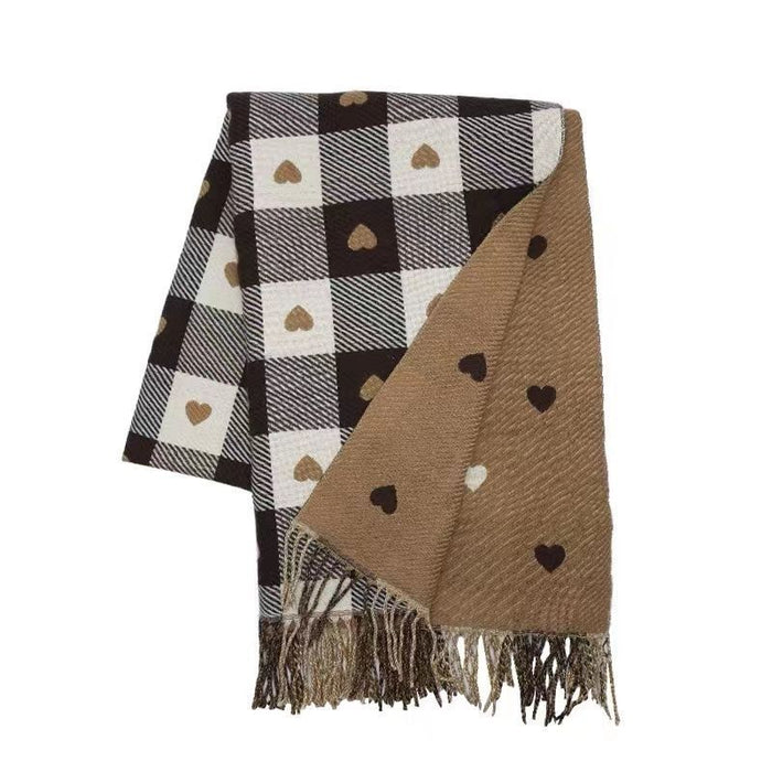 Wholesale Scarf Imitation Cashmere Warm Winter Shawl Plaid Heart JDC-SF-XingY001