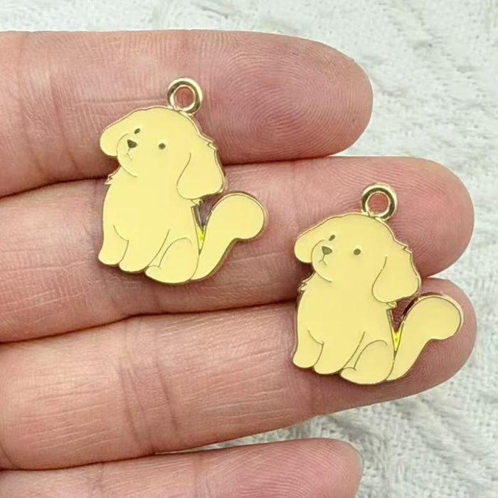 Wholesale 10 PCS Cute puppy alloy enamel DIY Charms