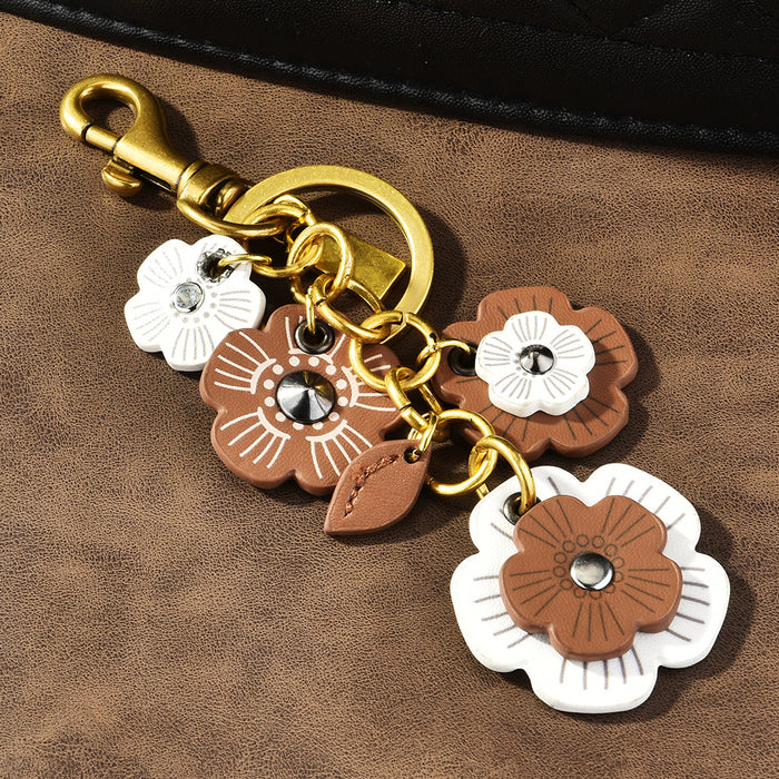 Wholesale PU extended flower chain keychain