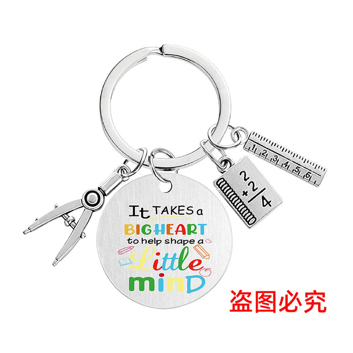 Wholesale Teacher's Day Metal Engraving Keychains JDC-KC-GangGu054