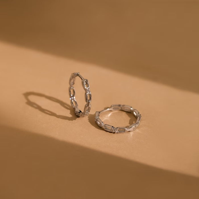 Wholesale Copper plated genuine gold micro inlaid zircon earrings, personalized C-shaped chain hollow earrings, temperament earrings