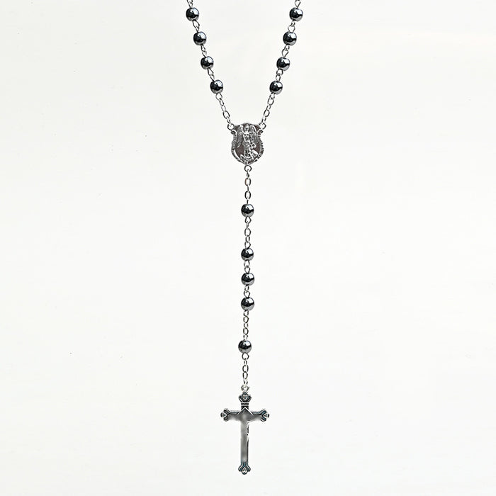 Wholesale   Retro Cross Necklace Trendy  Jewelry Black Gallstone Cross Pendant Ballpoint Chain
