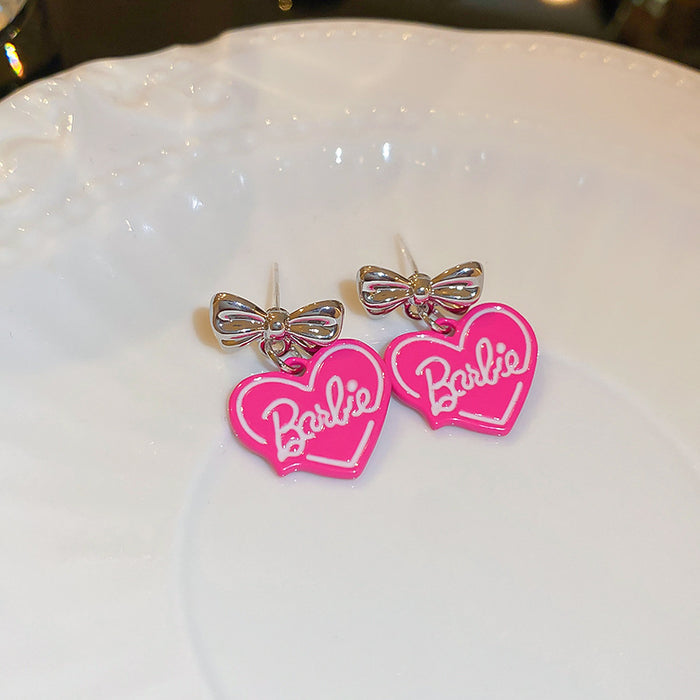 Wholesale Drip Oil Love Bow Alloy Earrings JDC-ES-JQ234