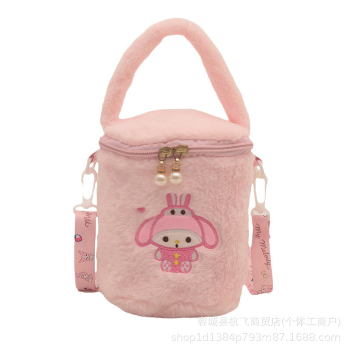 Wholesale Cute cylindrical plush shoulder bags that can be carried by hand